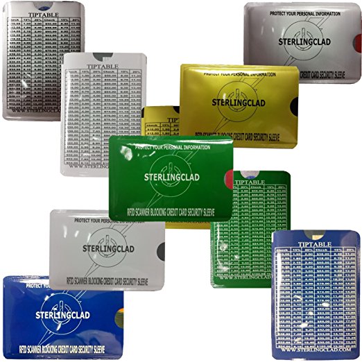10 RfID Blocking Credit Card Sleeves with TipTable - Stop Radio Freque STERLINGCLAD 10 RfID Blocking Credit Card Sleeves with TipTable - Stop Radio Freque STERLINGCLAD