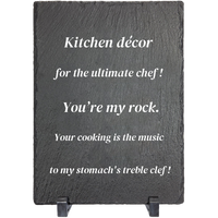 Kitchen Decor - Engraved Rock Decorative Slate Gift -"Kitchen décor for the  ultimate chef! You’re my rock. Your cooking is the music To my stomach’s treble clef." Home or house decor.